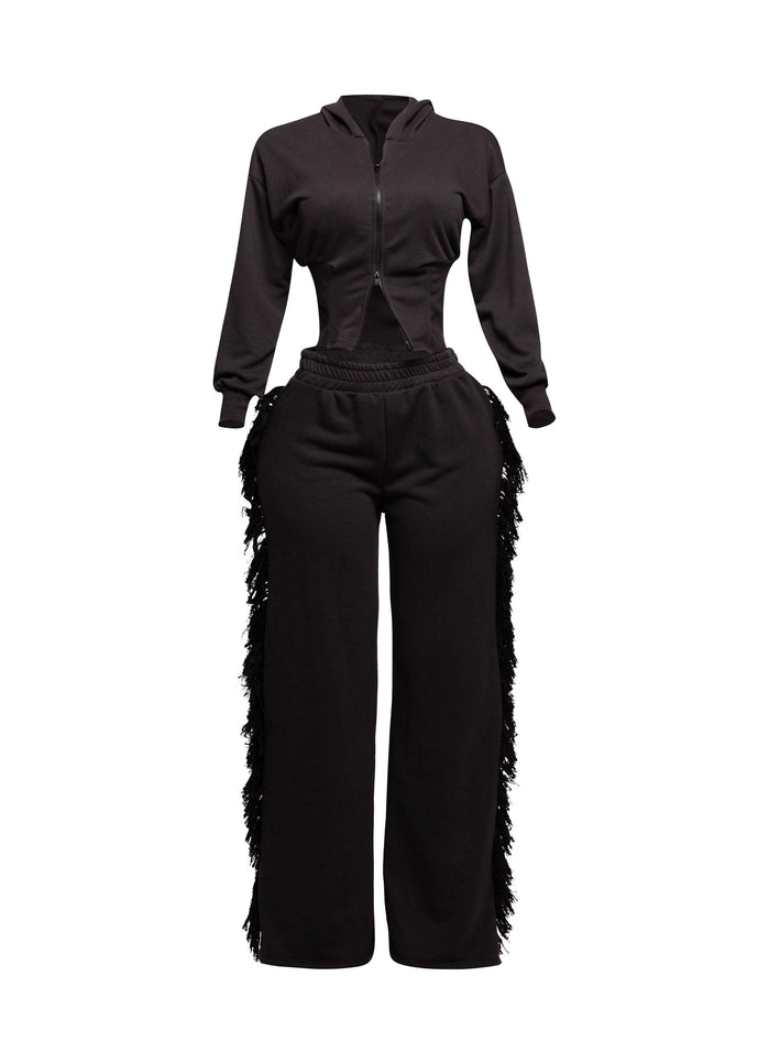 Hoodie jacket and side tassel pants set - Muvin 