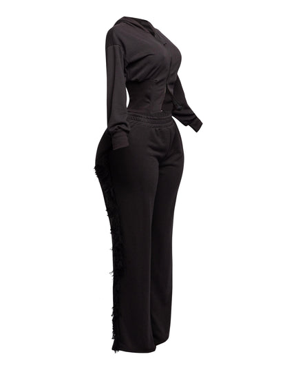 Hoodie jacket and side tassel pants set - Muvin 