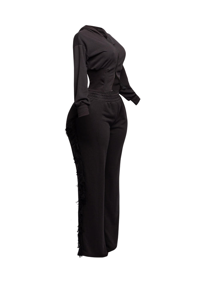 Hoodie jacket and side tassel pants set - Muvin 
