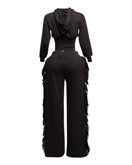 Hoodie jacket and side tassel pants set - Muvin 