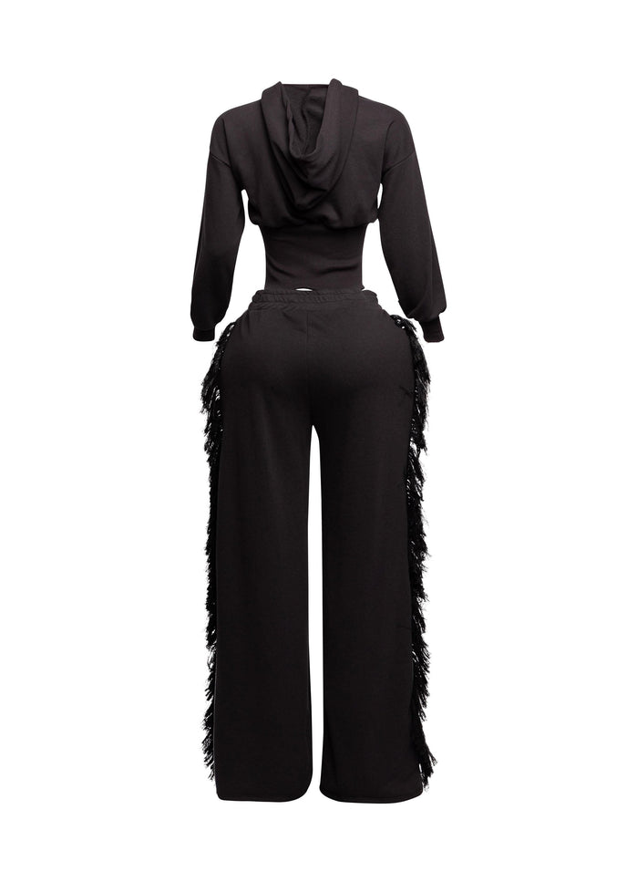 Hoodie jacket and side tassel pants set - Muvin 