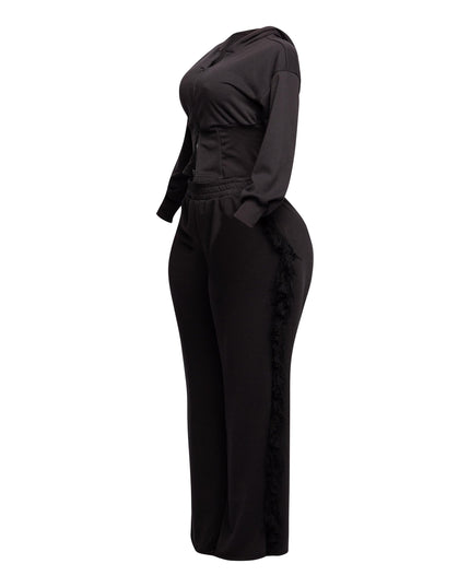 Hoodie jacket and side tassel pants set - Muvin 