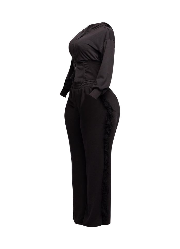 Hoodie jacket and side tassel pants set - Muvin 