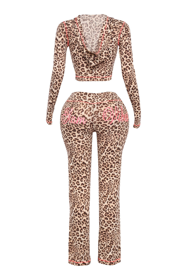 Glam Vibes Leopard Zip Hoodie Set - Muvin 