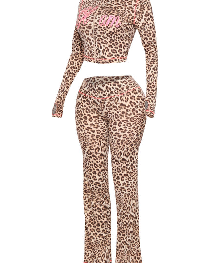 Glam Vibes Leopard Zip Hoodie Set - Muvin 