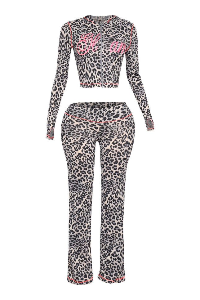 Glam Vibes Leopard Zip Hoodie Set - Muvin 