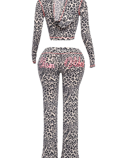 Glam Vibes Leopard Zip Hoodie Set - Muvin 
