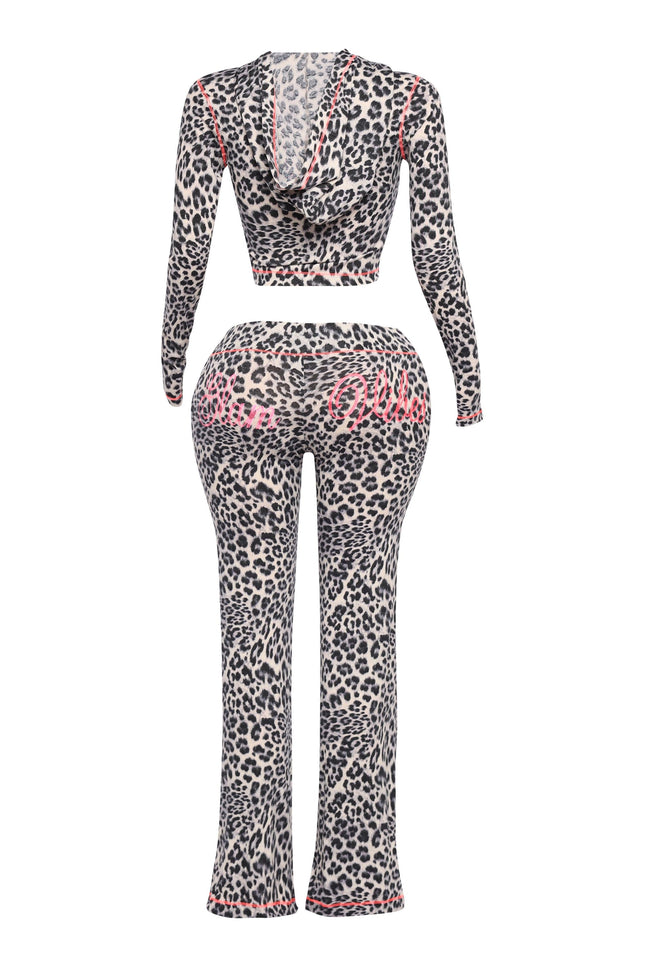 Glam Vibes Leopard Zip Hoodie Set - Muvin 