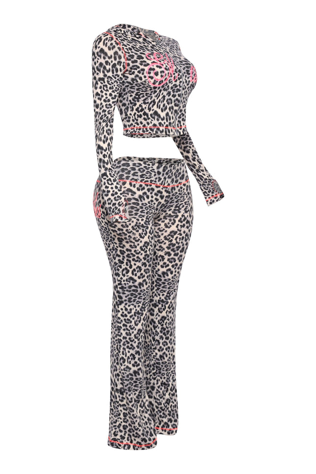 Glam Vibes Leopard Zip Hoodie Set - Muvin 