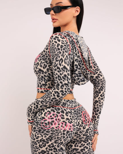 Glam Vibes Leopard Zip Hoodie Set. - Muvin 