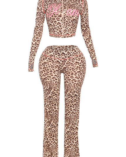 Glam Vibes Leopard Zip Hoodie Set. - Muvin 