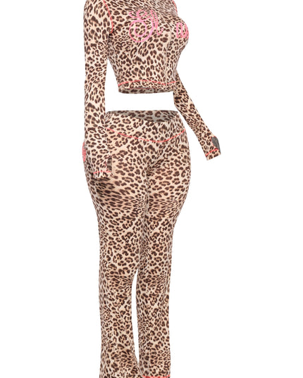 Glam Vibes Leopard Zip Hoodie Set. - Muvin 