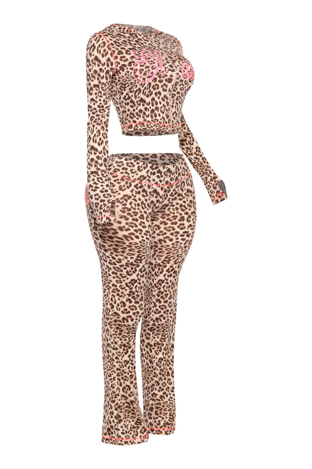 Glam Vibes Leopard Zip Hoodie Set. - Muvin 