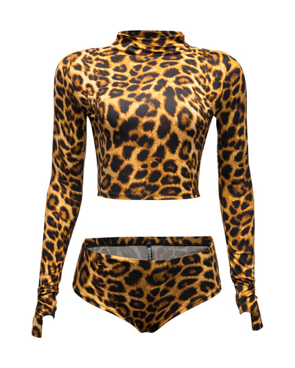 Leopard long sleeve and booty short set - Muvin 