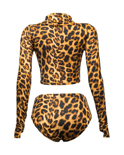 Leopard long sleeve and booty short set - Muvin 
