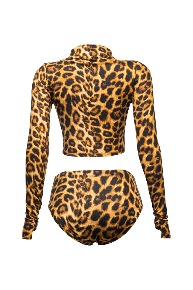 Leopard long sleeve and booty short set - Muvin 