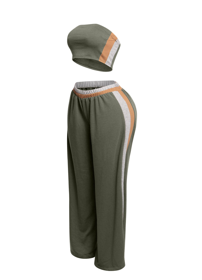 Strapless crop top & wide leg pants set - Muvin 