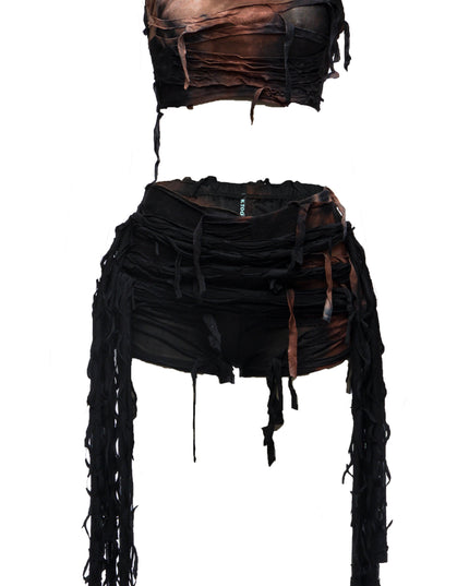 Distressed short and bandeau set - Muvin 