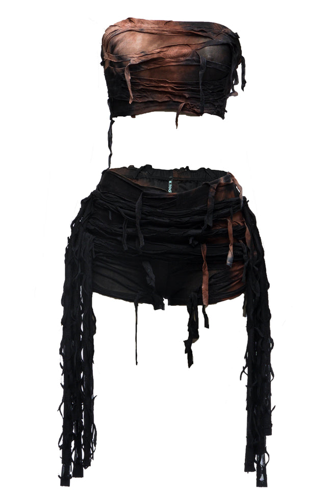 Distressed short and bandeau set - Muvin 