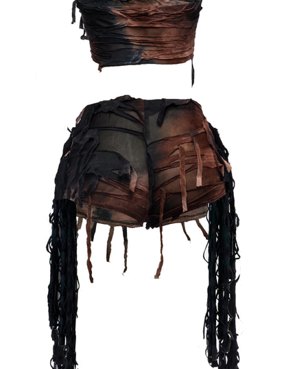 Distressed short and bandeau set - Muvin 