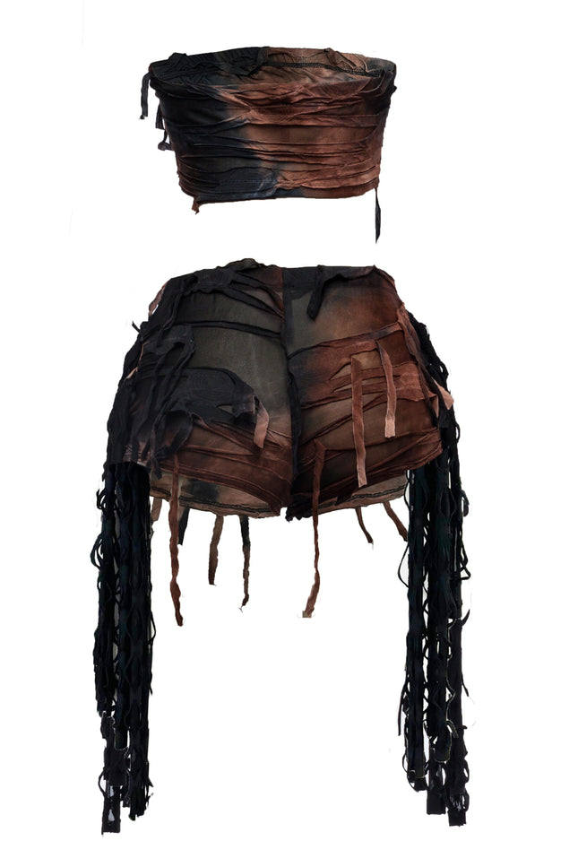 Distressed short and bandeau set - Muvin 