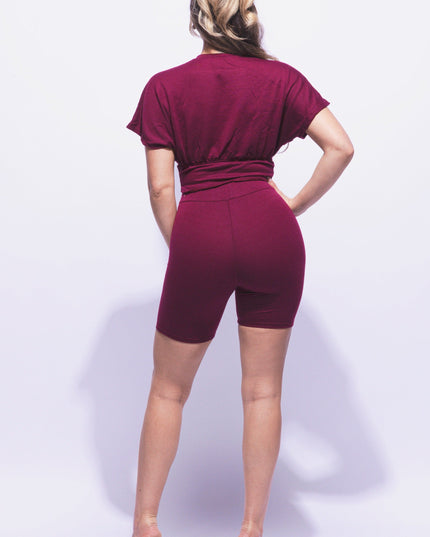 Corseted Top and Biker Set - Muvin 