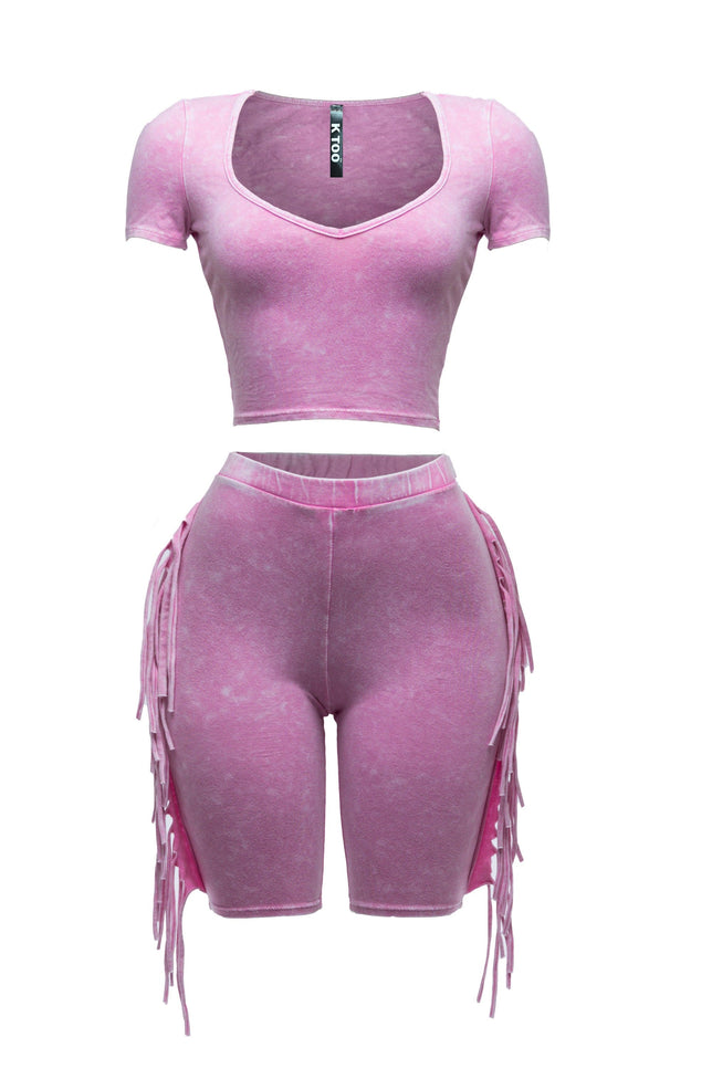 Mineral washed fringe biker set... - Muvin 