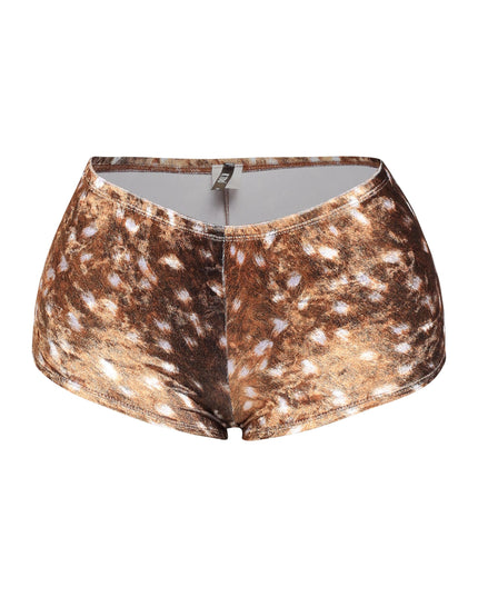 Deer velvet printed low rise shorts - Muvin 