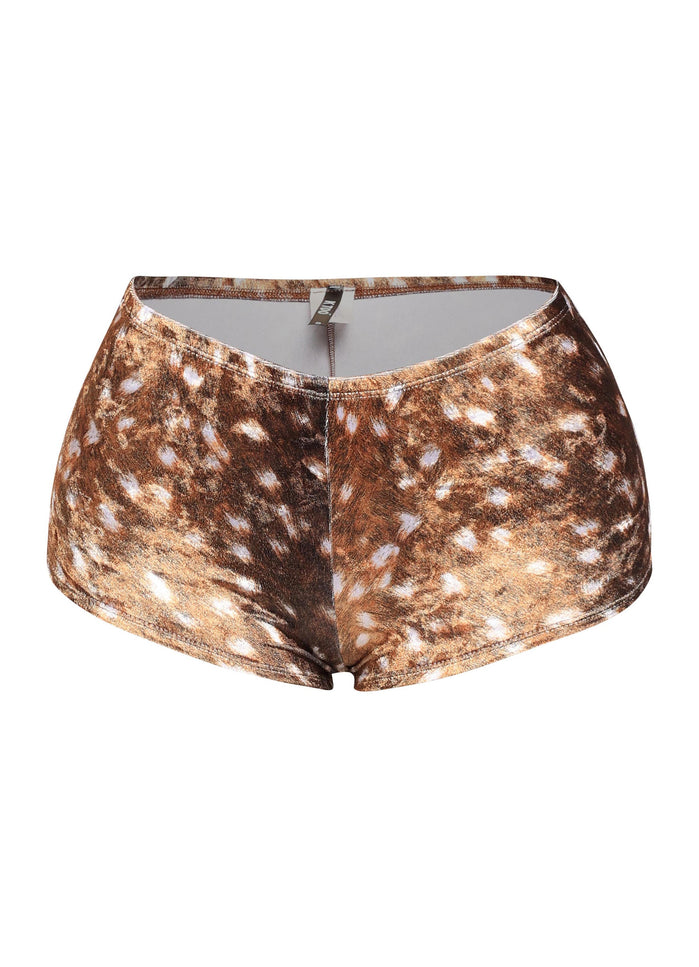 Deer velvet printed low rise shorts - Muvin 