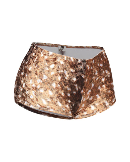 Deer velvet printed low rise shorts - Muvin 