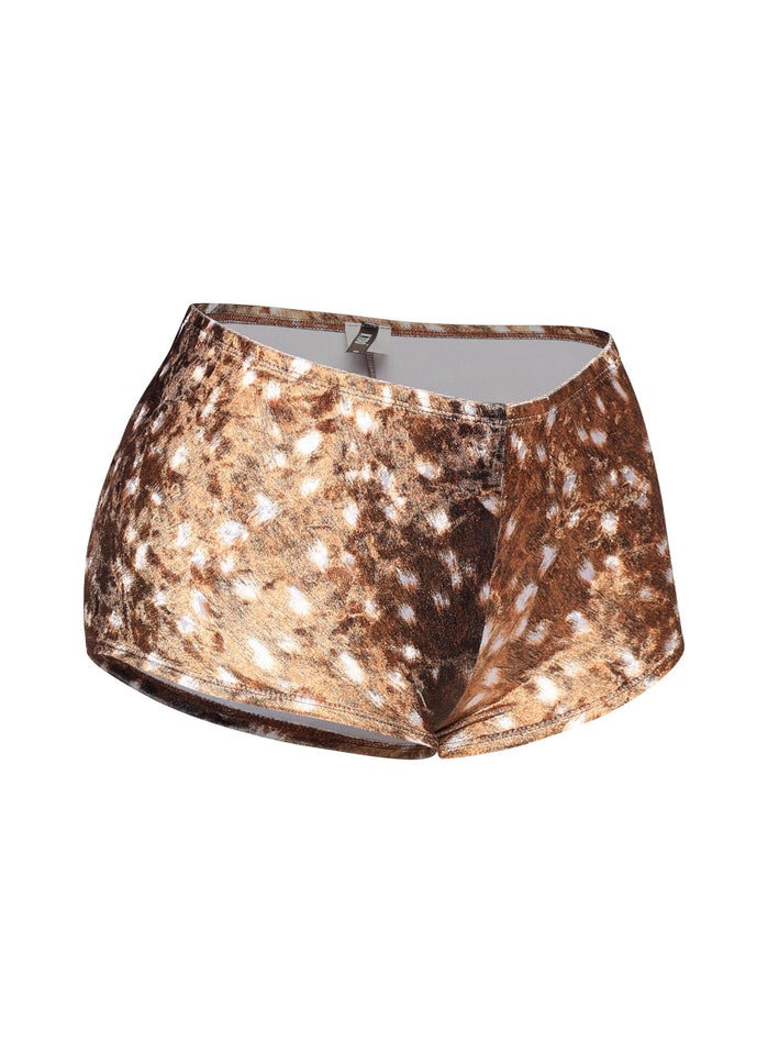 Deer velvet printed low rise shorts - Muvin 
