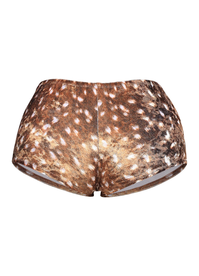 Deer velvet printed low rise shorts - Muvin 