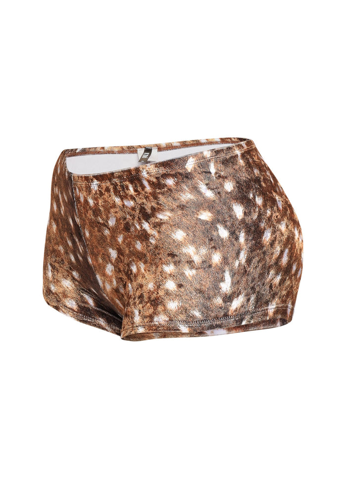Deer velvet printed low rise shorts - Muvin 