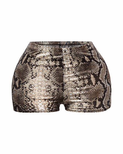 Foiled animal printed highwaisted shorts - Muvin 