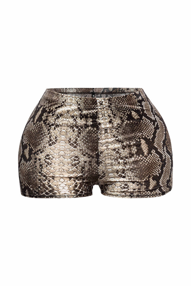 Foiled animal printed highwaisted shorts - Muvin 