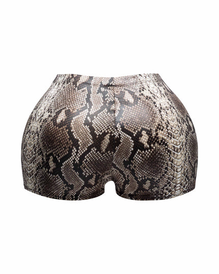 Foiled animal printed highwaisted shorts - Muvin 