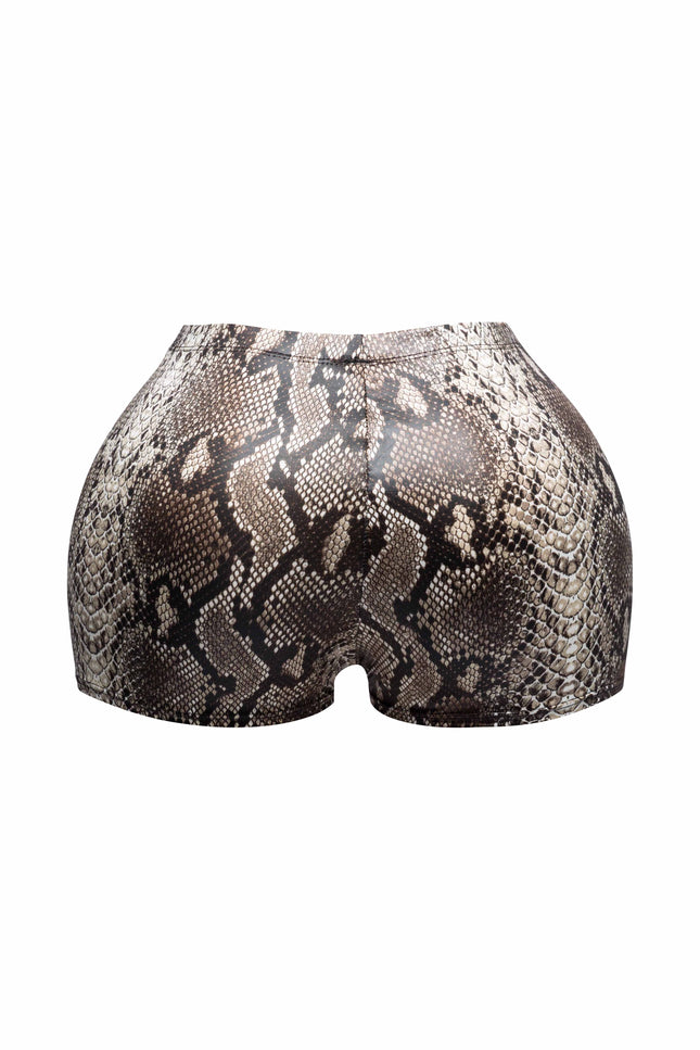 Foiled animal printed highwaisted shorts - Muvin 