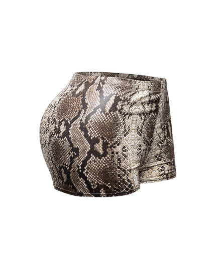 Foiled animal printed highwaisted shorts - Muvin 