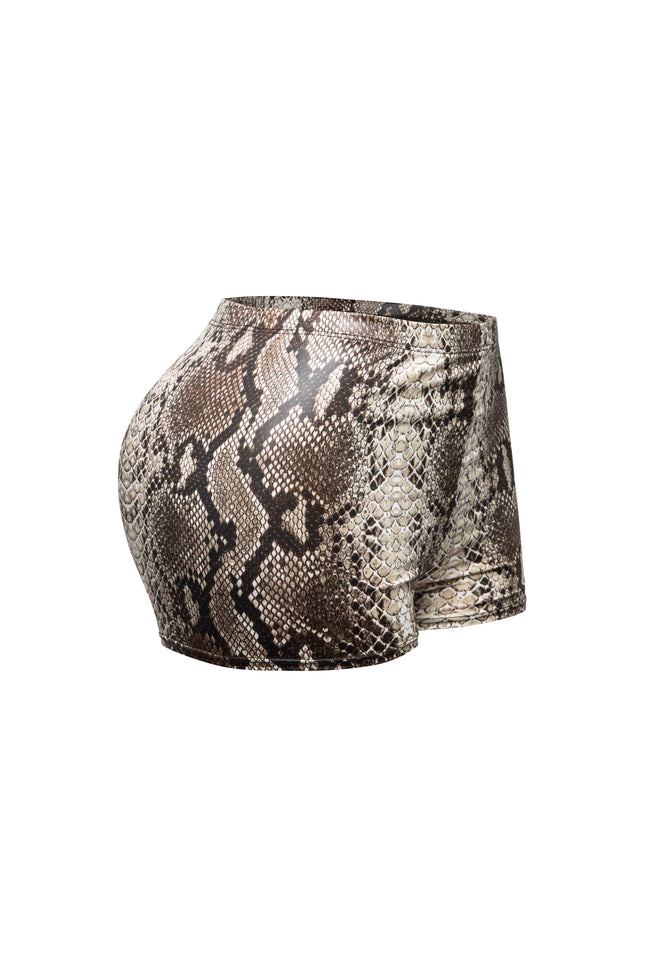 Foiled animal printed highwaisted shorts - Muvin 