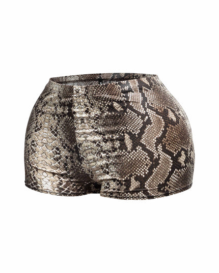 Foiled animal printed highwaisted shorts - Muvin 