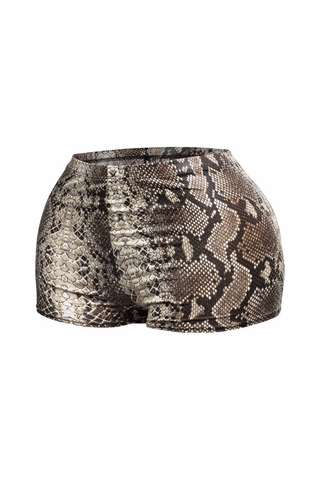 Foiled animal printed highwaisted shorts - Muvin 