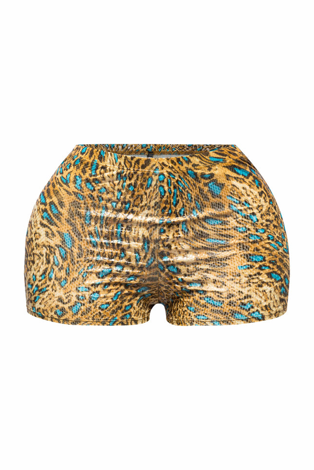 Foiled animal printed highwaisted shorts - Muvin 