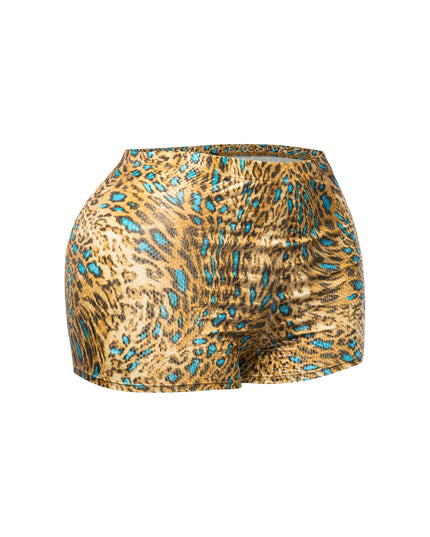 Foiled animal printed highwaisted shorts - Muvin 
