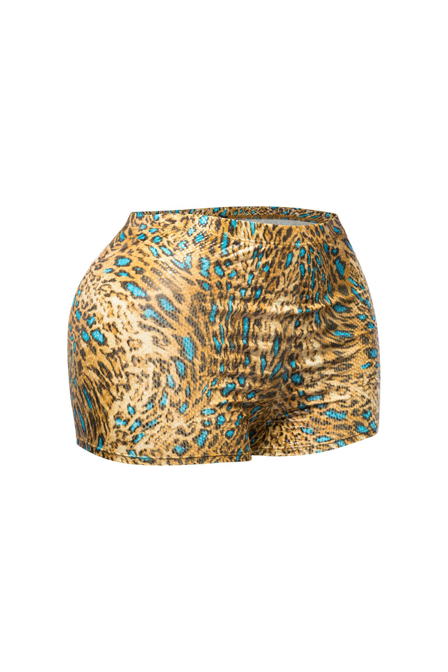 Foiled animal printed highwaisted shorts - Muvin 