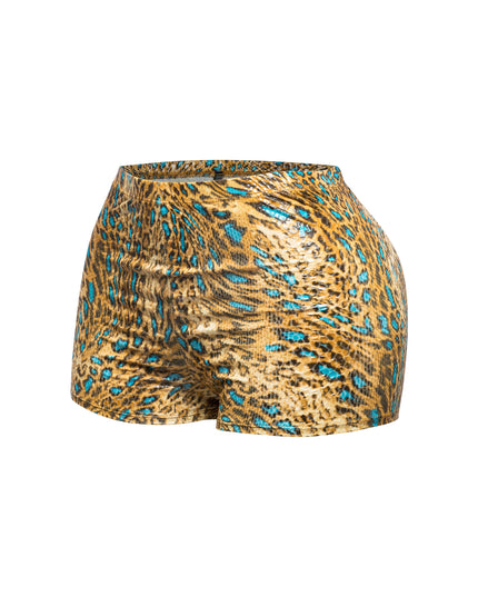 Foiled animal printed highwaisted shorts - Muvin 