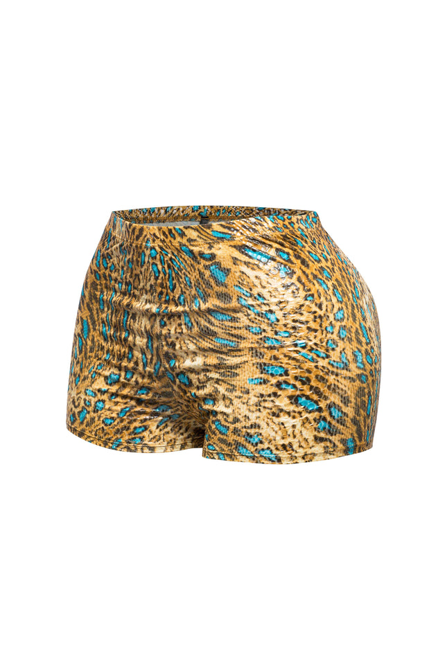 Foiled animal printed highwaisted shorts - Muvin 
