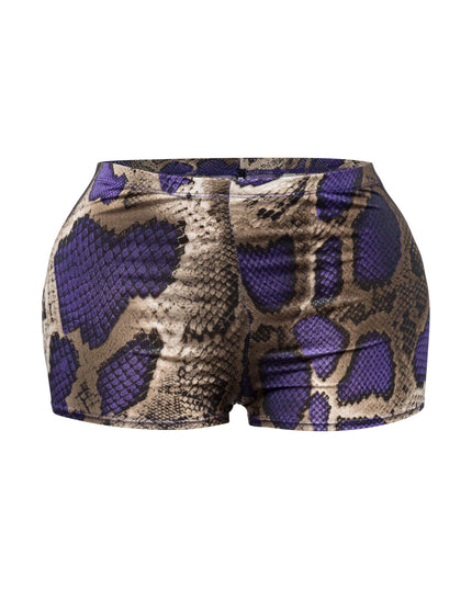 Foiled animal printed highwaisted shorts - Muvin 