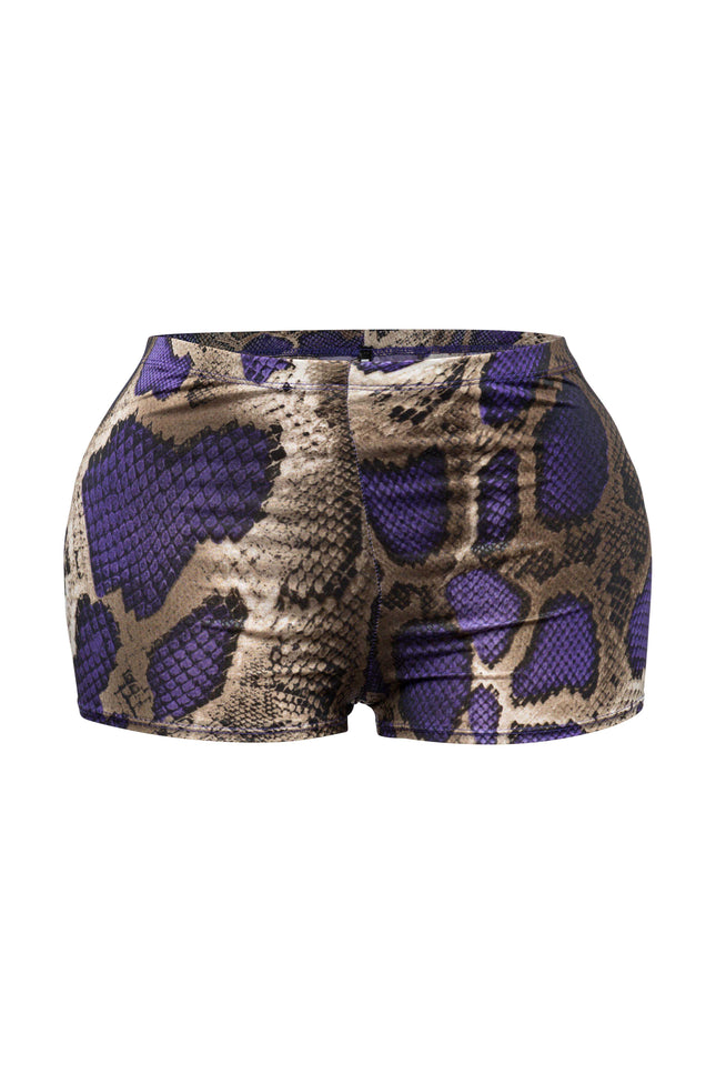 Foiled animal printed highwaisted shorts - Muvin 