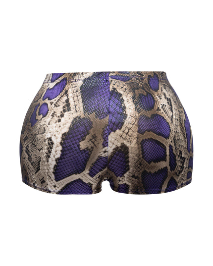 Foiled animal printed highwaisted shorts - Muvin 