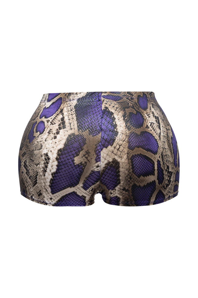 Foiled animal printed highwaisted shorts - Muvin 